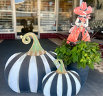 Load image into Gallery viewer, Large Short Black &amp; White Striped Pumpkin Stake

