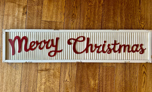 Merry Christmas White and Red Corrugated Metal Sign