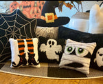 Load image into Gallery viewer, Halloween (4) Options Mini Pillows Ghost, Mummy, Witch Legs, Jack-o-Lantern
