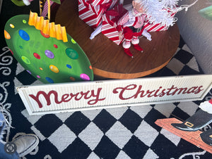 Merry Christmas White and Red Corrugated Metal Sign