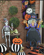 Load image into Gallery viewer, Large Tuxedo Skeleton Halloween Metal Outdoor Stake or Hang
