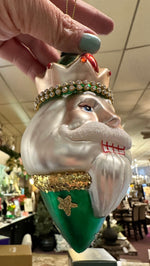 Load image into Gallery viewer, Green Santa with Bling Blown Glass Ornament Mark Roberts
