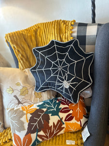 Black and White Spiderweb Pillow LED