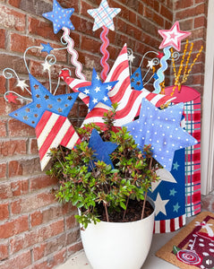 Americana: Flag Stars Set of 2 Metal Stakes