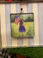 Load image into Gallery viewer, Little Girl with American Flag Mini Print
