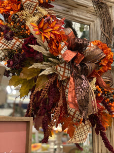 Custom Fall Wreath in Copper, Brown, Taupe, Burgundy