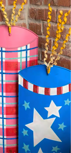 Americana: Blue Yard Stars & Stripes Firecracker Metal Stake with Easel