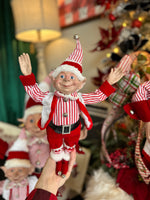 Load image into Gallery viewer, Small Posable Elf in Red and White with Bells
