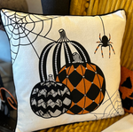 Load image into Gallery viewer, Harlequin, Chevron, Sequin Halloween White Pillow
