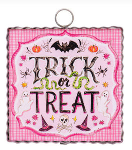 Pink Trick or Treat Mini Print with Galvanized Frame