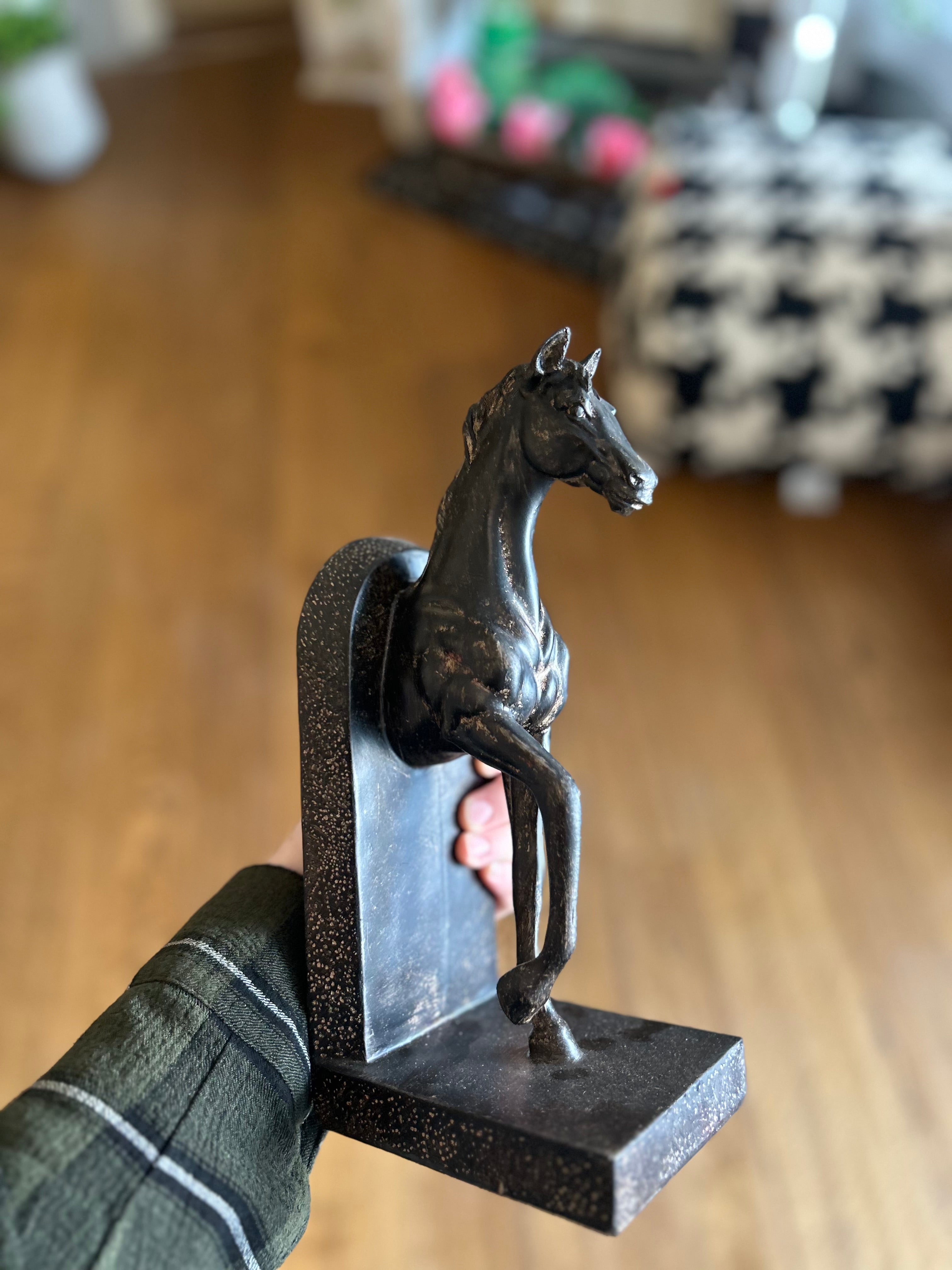 Horse Prancing Bronze Resin Bookends