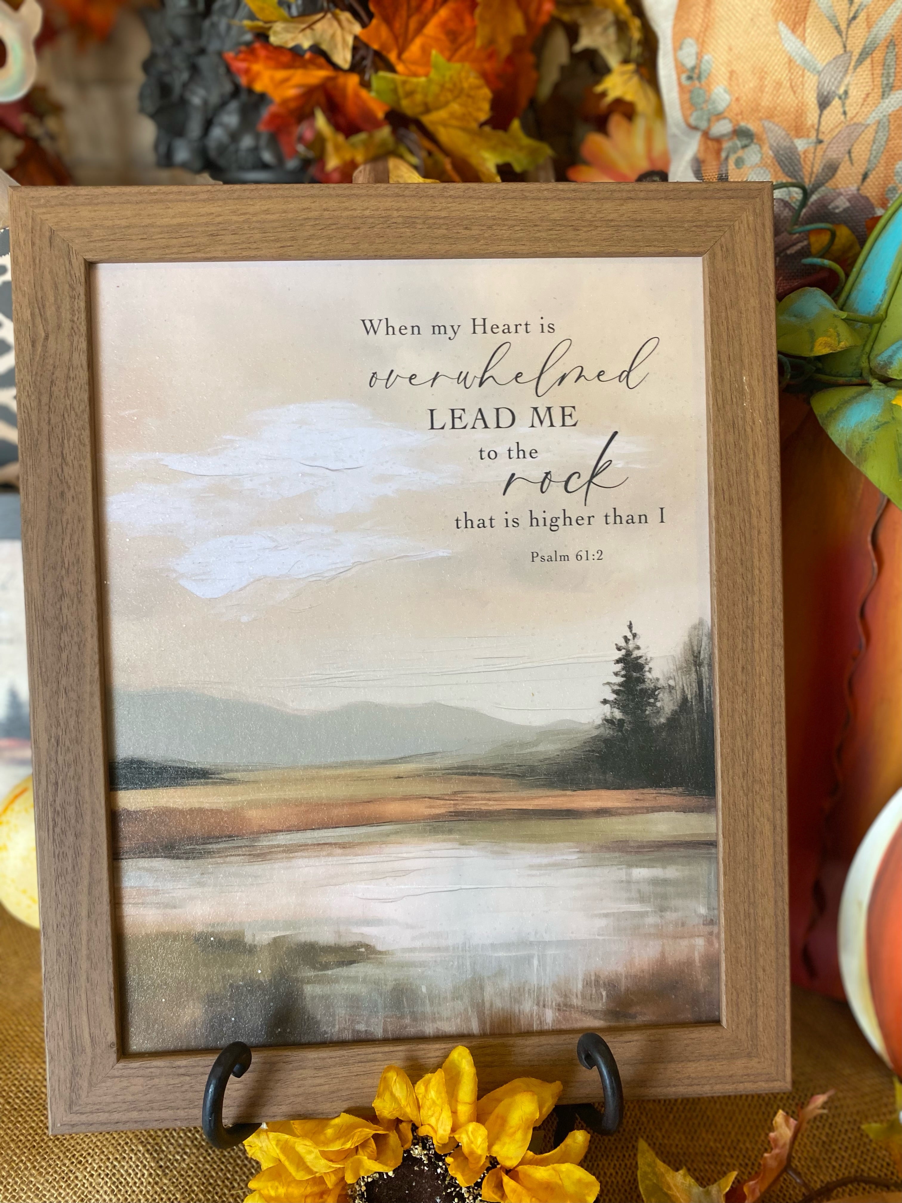When My Heart is Overwhelmed Lead Me To The Rock Wood Frame Picture