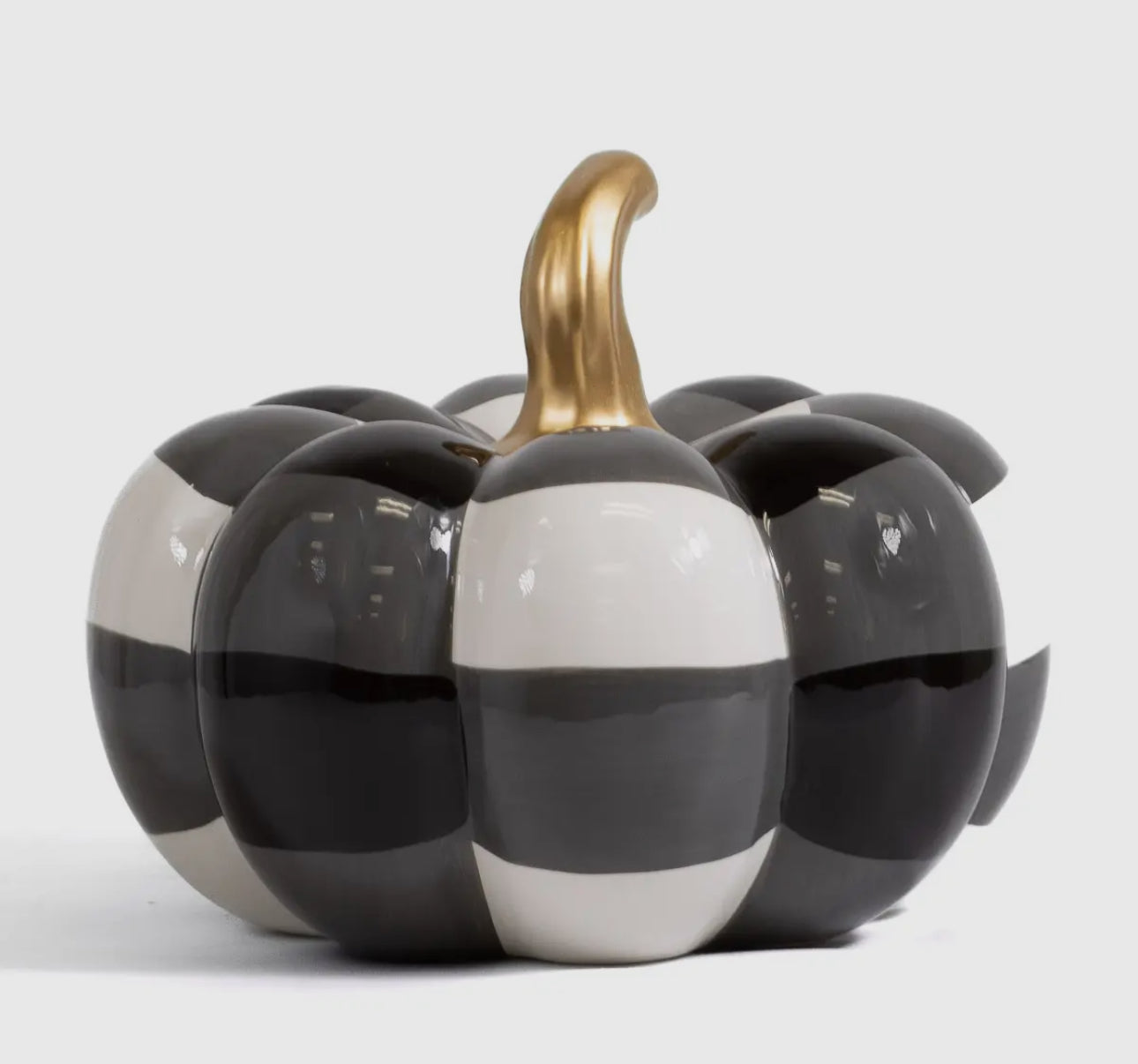 Black & White Check Pumpkin with Gold Stem