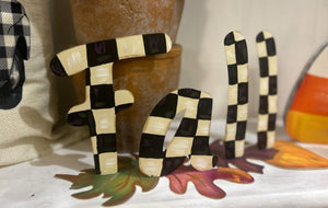 Black and White Check Fall Letters Centerpiece