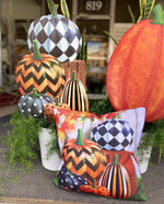 Load image into Gallery viewer, Harlequin Stacked Pumpkin Topiary
