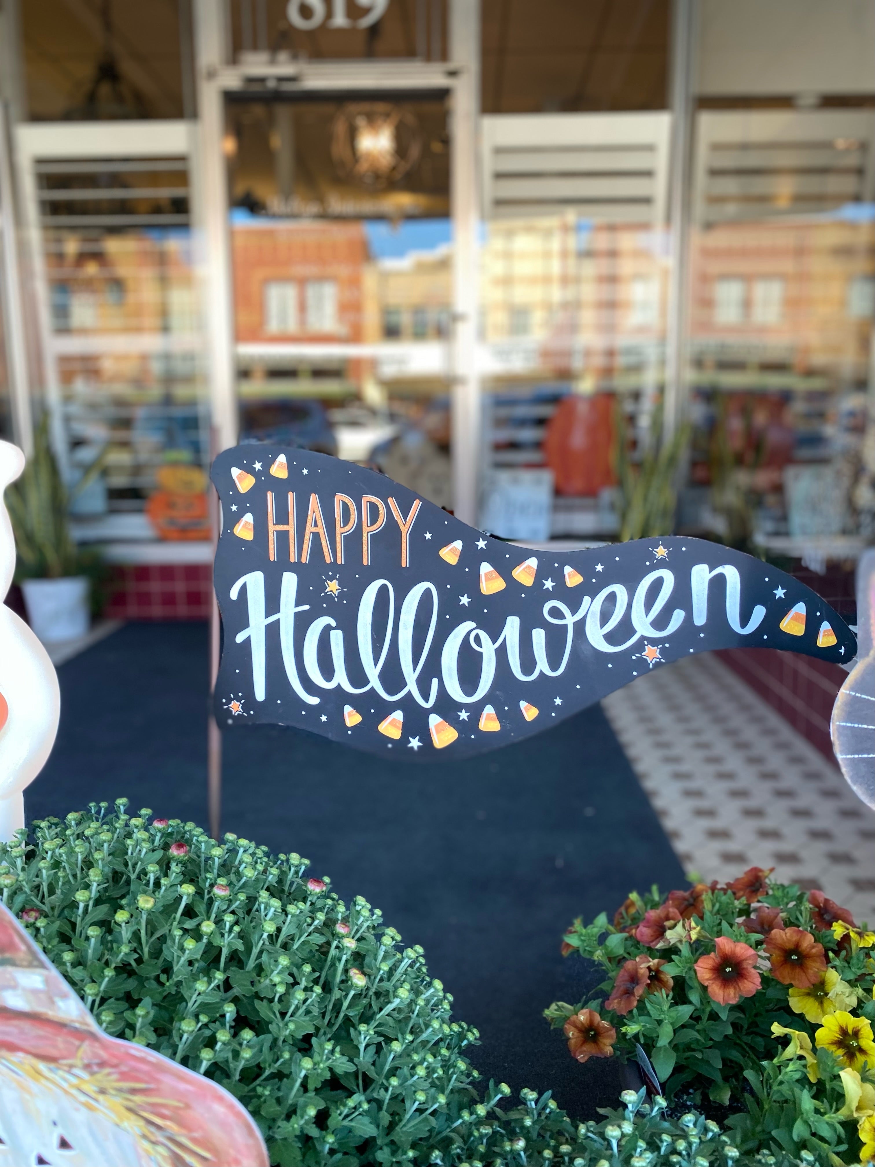 Happy Halloween Metal Flag with Stake