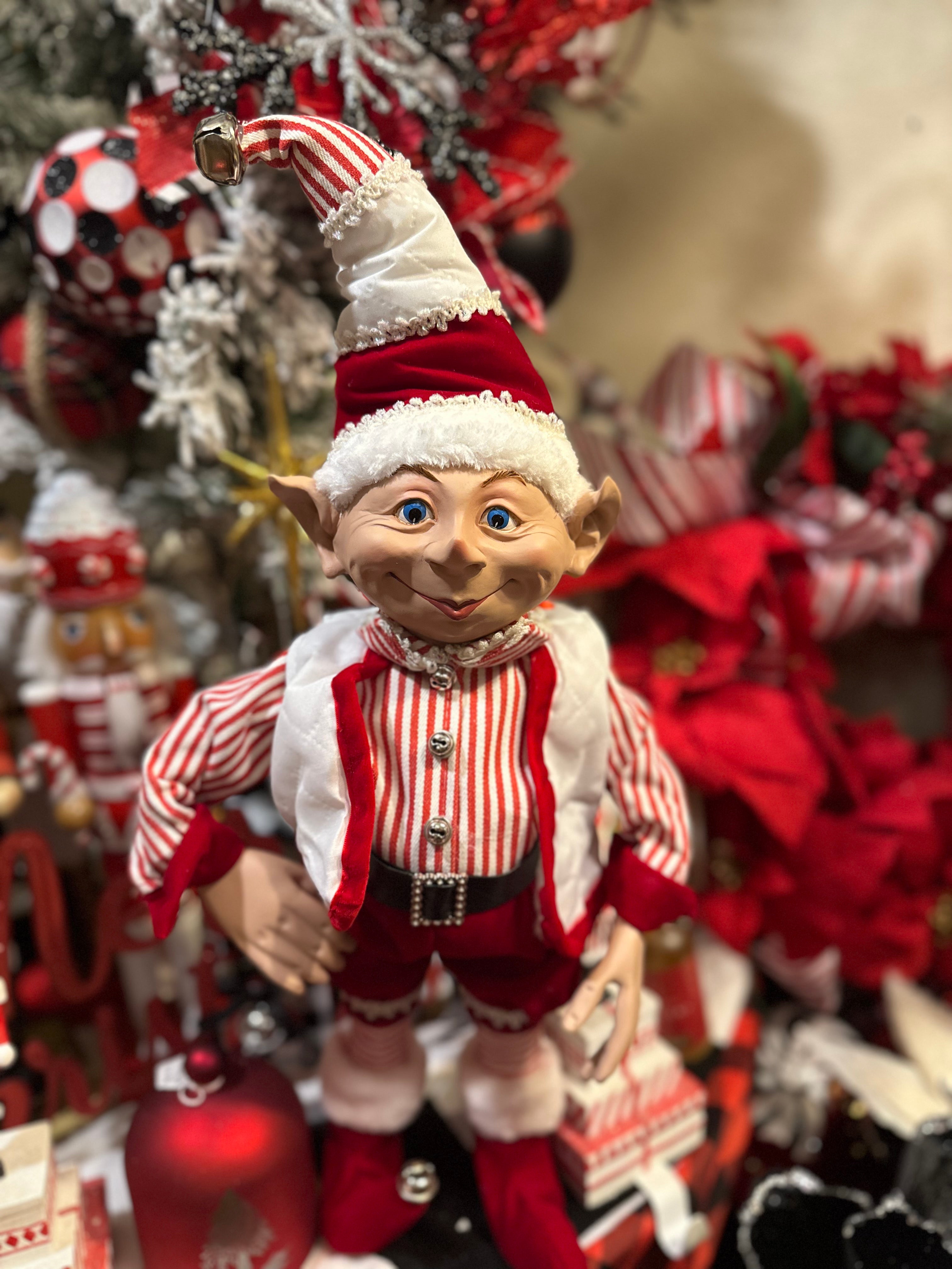 Posable Red & White Elf 22” with Bells