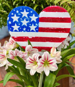 Load image into Gallery viewer, American Flag Heart Metal Outdoor Stake or Hang
