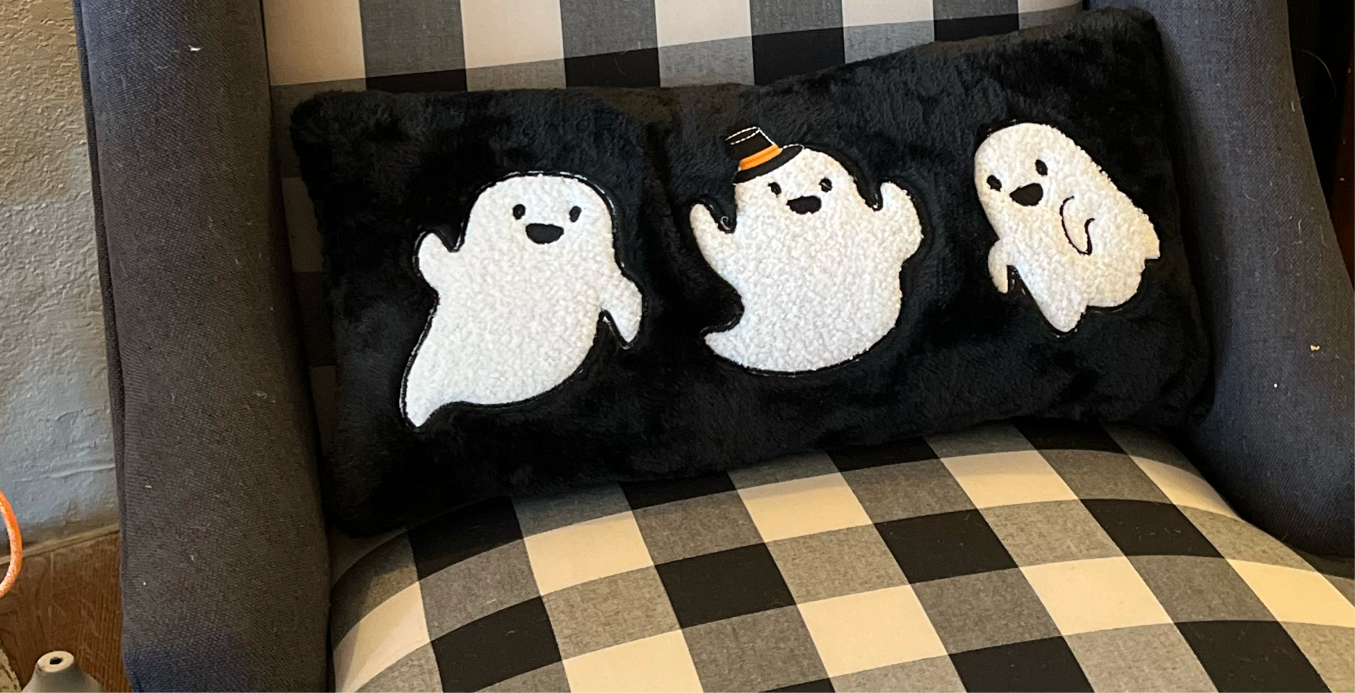 Black Three Ghost Pillow