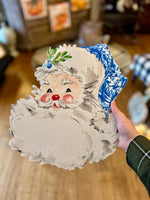 Load image into Gallery viewer, Blue and White Santa Metal Outdoor/Indoor Stake Christmas
