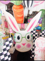 Load image into Gallery viewer, Rabbit with Glasses Metal Stake
