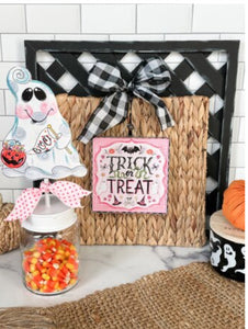 Pink Trick or Treat Mini Print with Galvanized Frame
