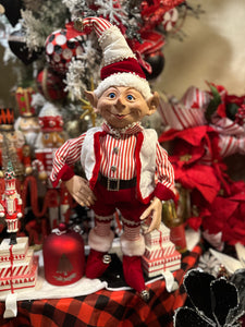 Posable Red & White Elf 22” with Bells