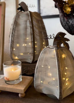 Load image into Gallery viewer, Mesh Metal Bronze, Gray and Wood Pumpkins
