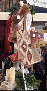 Burgundy Aztec Tote