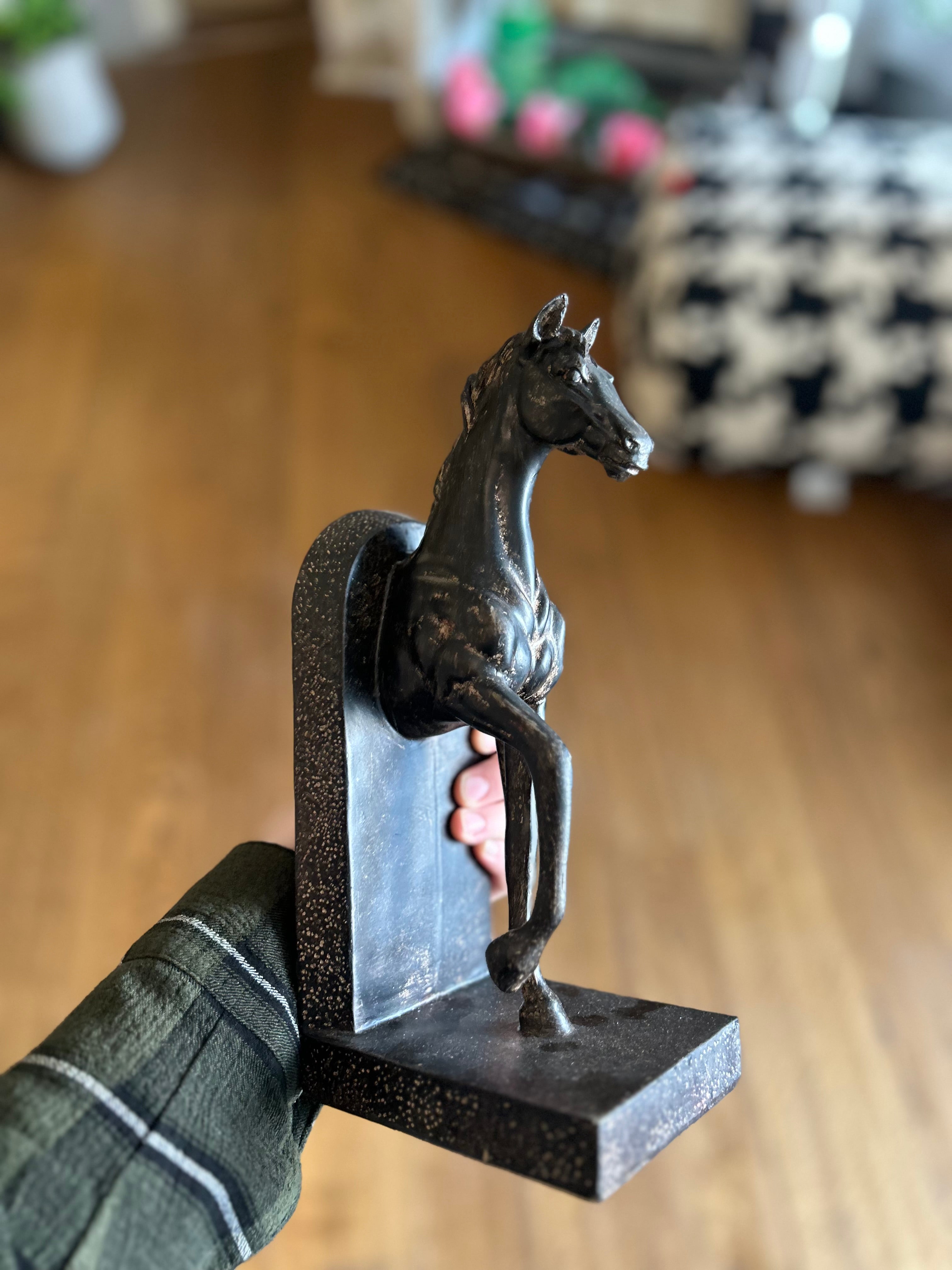 Horse Prancing Bronze Resin Bookends