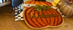 Orange Pumpkin Shaped Welcome Coir Door Rug