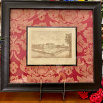 Load image into Gallery viewer, Red Damask Pattern Matte Sepia Art with Black Frame Summer Palace of the Empress of Russia at Petersburg
