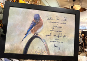 When the World Feels Upside Down Pray Wood Framed Shimmering Picture