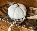 Load image into Gallery viewer, White Plush Fabric Pumpkin
