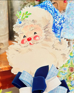 Load image into Gallery viewer, Blue and White Santa Metal Outdoor/Indoor Stake Christmas
