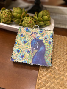 Peacock Galvanized Framed Mini Print ONLY
