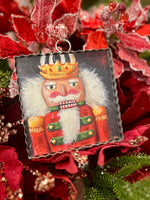 Load image into Gallery viewer, Christmas Nutcracker White Hair &amp; Beard Mini Print with Galvanized Frame
