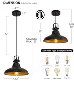 Load image into Gallery viewer, Farmhouse Bowl Style Black Pendant Adjustable Rope
