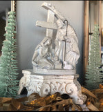 Load image into Gallery viewer, Christmas White Holy Family Resin with Manger and Cross
