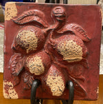 Load image into Gallery viewer, Red Ceramic Accent Tile with Fruit Pattern
