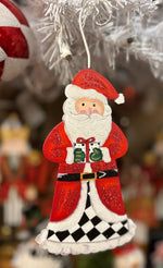 Load image into Gallery viewer, Santa Claus Harlequin Metal Ornament
