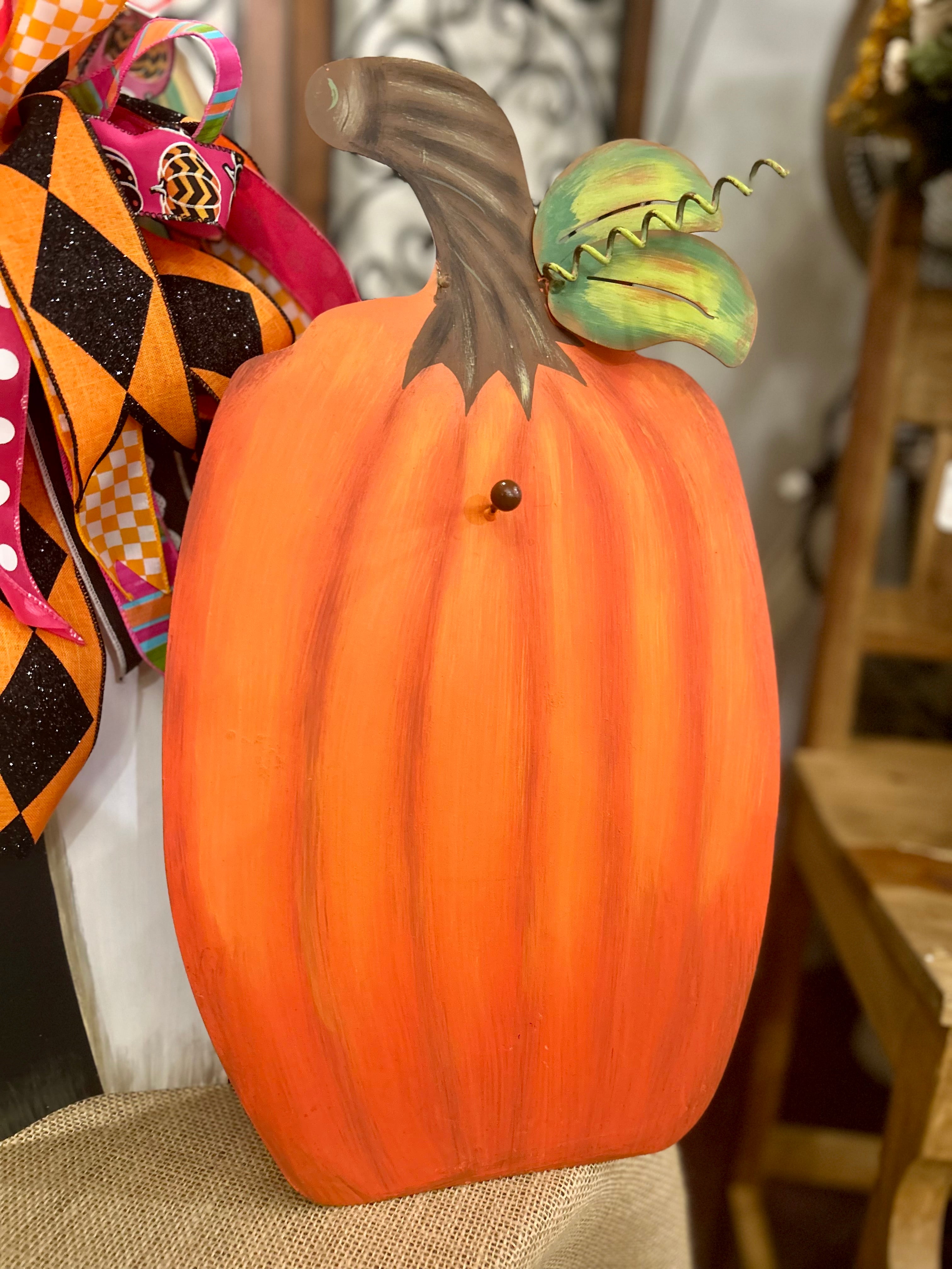 Orange Pumpkin Display for Mini Prints Peg to Hold the Print and attached easel