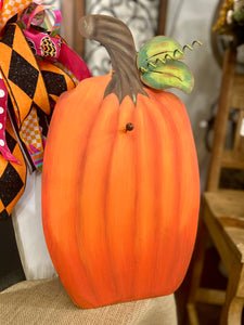 Orange Pumpkin Display for Mini Prints Peg to Hold the Print and attached easel