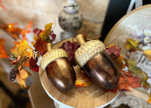 Elegant Fall Bronze & Gold Acorns