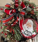 Load image into Gallery viewer, Leopard Santa Christmas Wreath with Black
