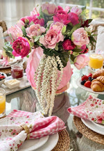 Load image into Gallery viewer, Blooming Pink Peonies in Tulip Planter Outdoor Indoor Ceramic Container
