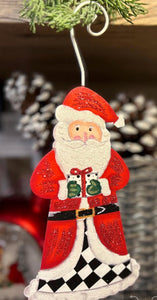 Santa Claus Harlequin Metal Ornament