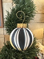 Load image into Gallery viewer, Whimsical Plaid, Stripe, &amp; Check Set of 3 Metal Shimmering Ornaments
