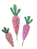 Load image into Gallery viewer, Set of 3 Pink Patterned Carrots Outdoor Stake
