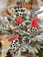 Load image into Gallery viewer, Red Stocking Leopard Set of 3 Ornaments
